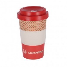 Travel mug WINORA - red/white bamboo 400ml