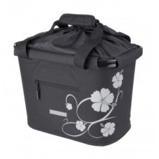 Handlebar basket bag Bluebird w QRholder - fekete / hibiszkusz 35.9x26.4x27.3cm 20ltr