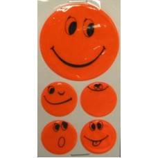 Reflective sticker setet Smiley - narancs, 1 x Ø 5 cm, 4 x Ø 2,5 cm