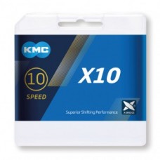 Chain KMC X10 silver/black - 1/2" x 11/128" 114 links 5.88mm 10-f-