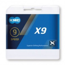 Chain KMC X9 silver/grey - 1/2" x 11/128" 114 links 6.6mm 9 speed