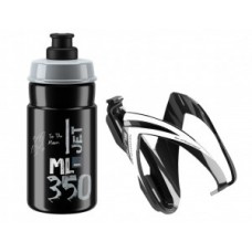 Bottle JET + cage CEO Elite kit - 350ml black/grey black/white gloss