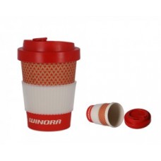 Coffee-to-go Winora cup - red white bamboo 250ml