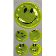 Reflective sticker setet Smiley - sárga, 1 x Ø 5 cm, 4 x Ø 2,5 cm
