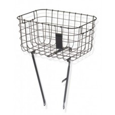 Front basket Basil Robin with struts - black broad-meshed fix-system