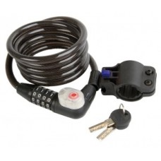 Curly cable lock LED - hossz 1800mm, Ø10mm, w. tartó